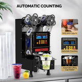 Cup Sealing Machine Full Automatic, Electric Cup Sealer 500-600 Cups/H, Bubble Tea Machine with LCD 65970414