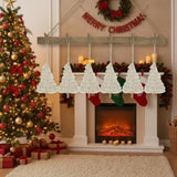 6PCS Set Christmas Tree Ornaments 4.3x7.5" Fringe Tassels Tree Shaped Hanging Decor Holiday Assorted 42253158