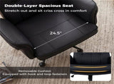 5-Position Adjustable Armrest Criss Cross Chair, Cat Scratch Leather Swivel Desk Chair with Side 83332883