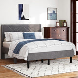 ZUN Queen Size Bed Frame with Storage Headboard, Platform Bed No Noise, Mattress Foundation Strong W2896P208861