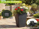Set of 3 PP Rattan Wicker Planters with Metal Frame & Inner Pots, Stackable Tall Plant Pots for 77738352