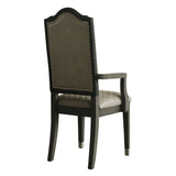 Two Tone Grey and Charcoal Upholstered Back Arm Chairs B062P185659
