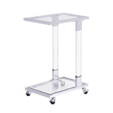 Chrome Glass Side Table, Acrylic End Table, Glass Top C Shape Square Table with Metal Base for W82153573