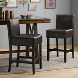 Set of 2 26" Portman Bonded Leather Counter Height Barstool, Brown WF530923BRN