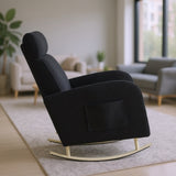 Chenille Upholstered Rocking Chair with Metal Legs and Side Storage Pocket Modern Comfort & 83578306