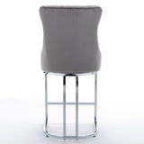 26" Counter Height Bar Stools Set of 2, Modern Velvet Barstools with Button Back&Rivet Trim W1143112577