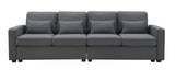 ZUN [New] 104" 4-Seater Modern Linen Fabric Sofa with Armrest Pockets and 4 70043673