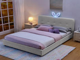 Queen Size Kids Upholstered Bed with Oversized Rabbit Ear Headboard, LED Light & 4 Storage Drawers, W1413P384927