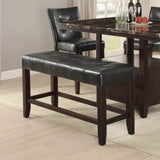 Counter Height 1pc Bench Dining Room Black Faux Leather Cushion Tufted Seat Wooden Base Comfort Seat B011130020