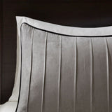 7 Piece Faux Suede Comforter Set Grey Cal King B03596799