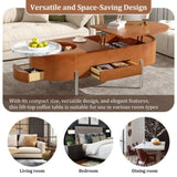 U-Can 47.2''Lift Top Coffee Table with 360-degree Marble-patterned rotating tray,Hidden Compartment, N724P228920D
