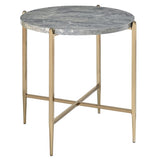 Grey and Champagne Round End Table B062P181390