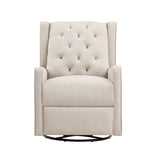 ZUN Milah Gliding Swivel Recliner Tufted Latte Fabric B02263780