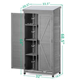 Outdoor Storage Cabinet Metal Top,Garden Storage Shed,Outdoor 68 Inches Wood Tall Shed for Yard 51674393