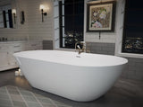 55" Acrylic Freestanding Bathtub, Oval Deep Soaking Bathtub with Center Pop-up Drain & Integrated W1920P386230