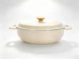 Cast iron 5QT cooking pot - ceramic white - comes with two silicone gloves - Enamel pot 06079080