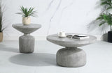 ZUN Weathered Grey Coffee Table with Round Top and Pedestal Base B062P209094