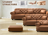 Faux Leather Ottoman to Combine with Single Seater Sofa, 2 Seater Sofa and 3 Seater Sofa, Suitable W1885P469593