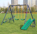 ZUN Metal Swing Set w/ Slide 36034963