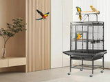61.5inch Wrought Iron Large Rolling Bird Cage with Play Top and Stand for Parrots Lovebird Cockatiel 87150313