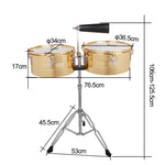 ZUN 13" & 14" Timbales Drum Set with Stand and Cowbell Golden 14189805