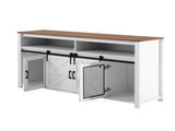 U_STYLE 59.3''Sideboard with Sliding Barn Door and Mesh Panels,Farmhouse Buffet with Open 88179464