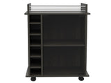 Savannah 6-Bottle 3-Shelf Bar Cart Carbon Espresso B06280470