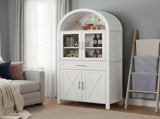 71" Tall Arched Kitchen Pantry Cabinet with Glass Door, Farmhouse Storage Pantry Cabinet with W2917P384735