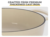 Cast iron 7.5QT cooking pot - Ceramic white - Includes two silicone gloves - Enamel pot 21072986