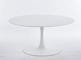 42.1" White Color Top Tulip Table, Mid-century Dining Table for 4-6 People - Round MDF Table Top W234P351011