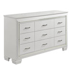 ZUN White Finish Dresser Bold Design 9 Drawers Glamorous Faux-Alligator Textured Fronts Wooden Bedroom B011134416