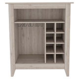 ZUN Essential Bar Cabinet, One Open Shelf, Six Built-in Wine Rack, One Drawer -Light Gray B07091858