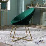 ZUN Slatina Green Silky Velvet Upholstered Accent Chair with Gold Tone Finished Base T2574P164520