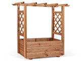 Natural Pine Wood Raised Garden Bed with Trellis & Hanging Roof, Elevated Wooden Planter Box with 62186901