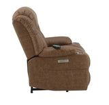 ZUN ACME Omarion Power Recliner w/Lift, Heating & Massage, Brown Leather Aire LV02997