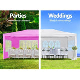 10x30' Wedding Party Canopy Tent Outdoor Gazebo with 8 Removable Sidewalls Pink Color W1205P299559