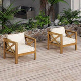 Outdoor Acacia Wood Club Wooden Armchair with Cushions , Conversation Set,Teak N770P264304B