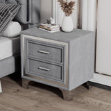 2-Drawer Nightstand with Metal Legs for Bedroom, Mid Century Nightstand Fully Assembled Except Legs N733P183659E