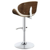 ZUN Ecru and Chrome Adjustable Bar Stool B062P153492