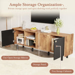 ZUN Mid Century TV Stand 3 Cabinets, Media Console Table for TVs up to 70'', Entertainment Center N710P180186P