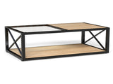 Modern coffee table for Bedroom & Living Room, Tempered Glass&Natural Wood MDF Top , Industrial W241P246907