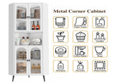 73'' Corner Cabinet, Metal Storage Cabinet with Doors and Adjustable Shelves, Corner Organizer W3387P450849
