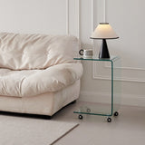C-shaped Clear Glass Side & End Table, Tempered Glass End Table Small Table W1718P242510