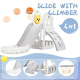 ZUN Toddler Climber and Slide Set 4 in 1, Kidsground Climber Slideset with Basketball Hoop 17200549