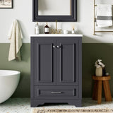 24'' Bathroom Vanity with Ceramic Sink Combo, Modern Freestanding Storage Cabinet with Silver N710P194893C