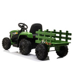 ZUN 12V Kids Ride On Tractor with Trailer, Battery Powered Electric Car w/ Music, USB, Music, LED W2181137374