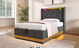 Twin size Upholstered, 360 surround LED function, Buttons/Apps/Remote Control, hydraulic storage N736P188805G