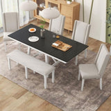 ZUN 6-Piece Classic Dining Table Set, Rectangular Extendable Dining Table with two 12"W Removable Leaves 78163699