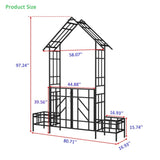 Metal Garden Arch with Gate with planter W80.71*H97.24 Climbing Plants Support Rose Arch Outdoor 97052596