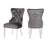 Erica 2 Piece Stainless Steel Legs Chair Finish with Velvet Fabric in Dark Gray 808857803009